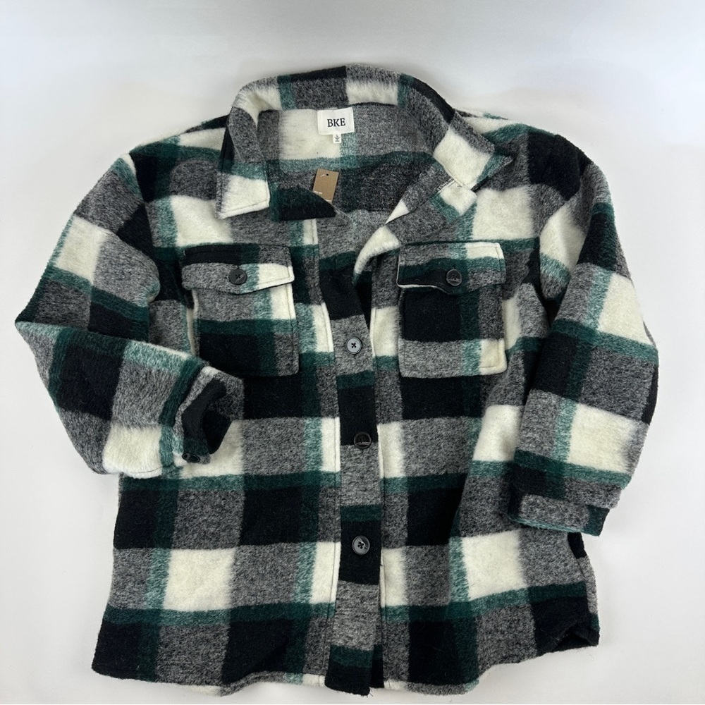 BKE Jacket Womens Large Forest Green Cream Black Style 9059